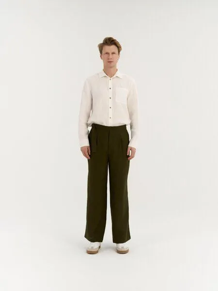 AmourLinen AmourLinen Bundfalten-Leinenhose für Herren ENZO, Beige (braun), – Produktbild 2 von 4