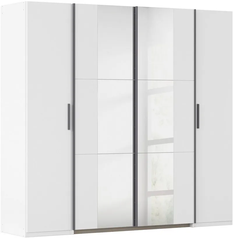 Rauch Rauch Schwebetürenschrank Kleiderschrank Drehtürenschrank Schrank Garderobe KRONACH (in 3 Ausstattungen BASIC/CLASSIC/PREMIUM, Breiten 225/268/311/354 cm) Kombischrank optional mit 1 oder 2 Spiegel viele Böden MADE IN GERMANY, Grau|weiß, – Produktbild 7 von 7