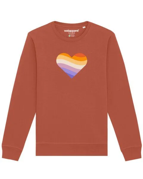 watapparel watapparel Sweatshirt Unisex Rainbow Heart, Heritage brown, – Produktbild 1 von 3