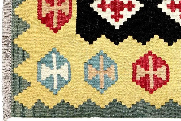 Rugtales Kelim Gashgai Schwarz „Rugtales“ aus Schurwolle, 81x127 cm, Schwarz, – Produktbild 4 von 4