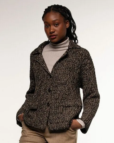 Alma & Lovis Alma & Lovis Legerer Strick-Blazer in edler Melange-Alpakawolle | Ripp Blazer, Rose, – Produktbild 1 von 4