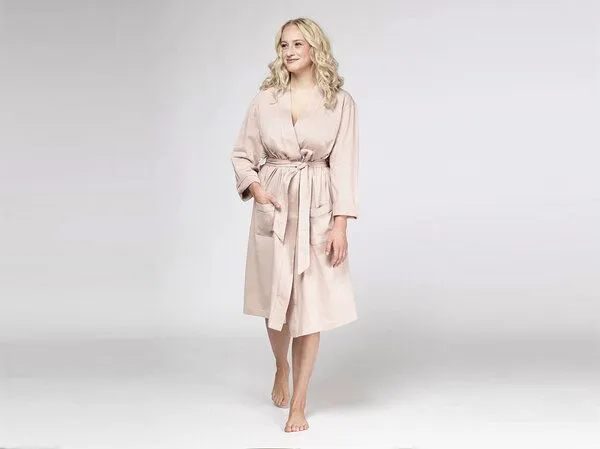 Yumeko Bademantel Jersey Damen/Herren "Yumeko" aus Bio-Baumwolle, Vintage rose, – Produktbild 1 von 4