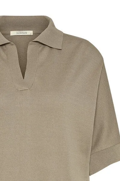 Wunderwerk Wunderwerk Damen Poloshirt aus Bio Baumwolle "Polo fineknit 1/2", Braun (sand 231), – Produktbild 4 von 4