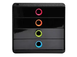 Exacompta Exacompta Schubladenbox Pop-Box "Black Office" DIN A4+, 4 Schubladen, schwarz/harlekin – Produktbild 1 von 1