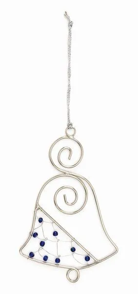 El Puente El Puente Hängedeko "Glocke" | Fair Trade & Handmade aus Indien, Blau,silber, – Produktbild 1 von 1