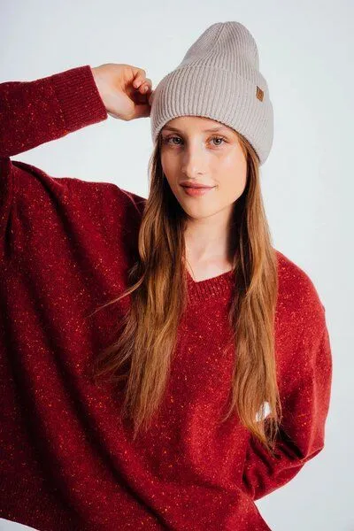 Kopyto Kopyto ANTILOPE - Mütze mit hohem Rippstrickbund aus plüschiger 100% Merinowolle RWS-zertifiziert, Creme, – Produktbild 3 von 5