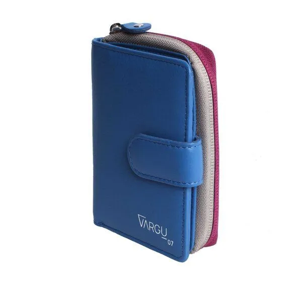 Vargu Vargu Echtleder Geldbörse VINEM 1-A, Blue - cranberry, – Produktbild 1 von 4