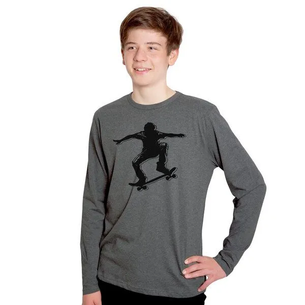 HANDGEDRUCKT HANDGEDRUCKT "Skater" Männer Longsleeve, Grau, – Produktbild 1 von 3