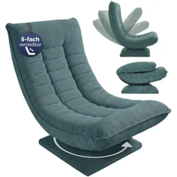 Casaria® Sessel Aberdeen Graugrün Cord 5fach verstellbar 360 Grad drehbar klappbar – Produktbild 1 von 1