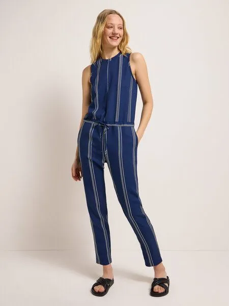 LANIUS LANIUS Jumpsuit STRIPE aus TENCEL und Bio-Leinen, Blau (stripe night blue), – Produktbild 1 von 4