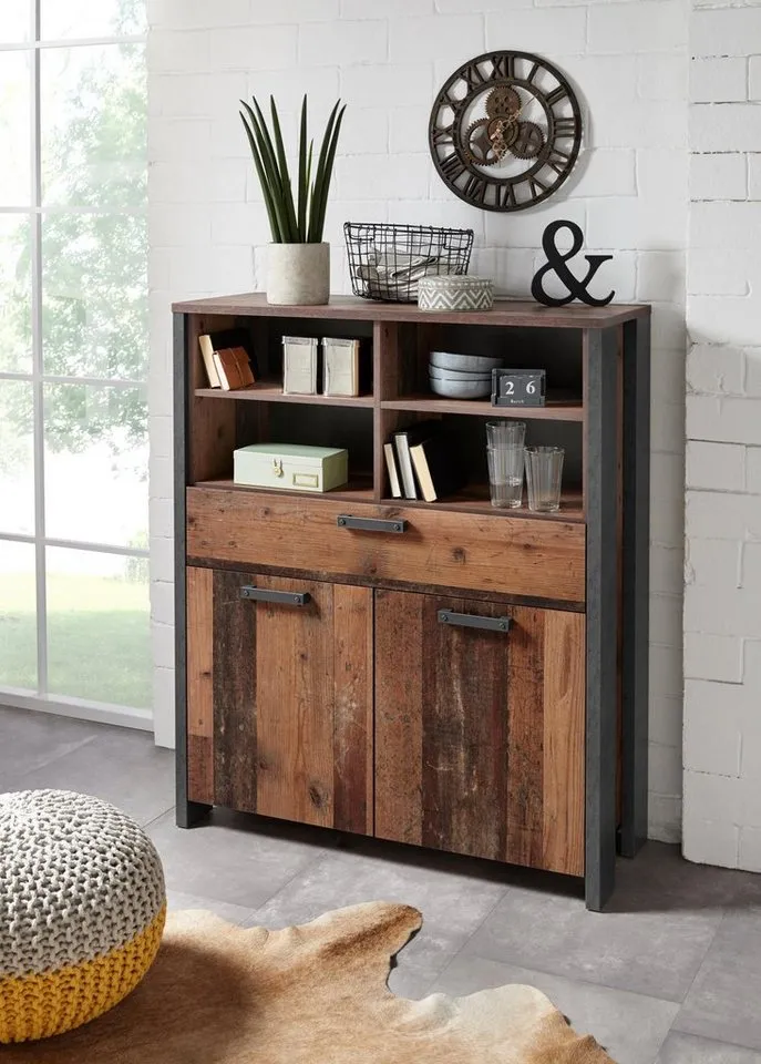 FORTE Highboard Clif, Breite 106 cm, Beige, – Produktbild 3 von 5