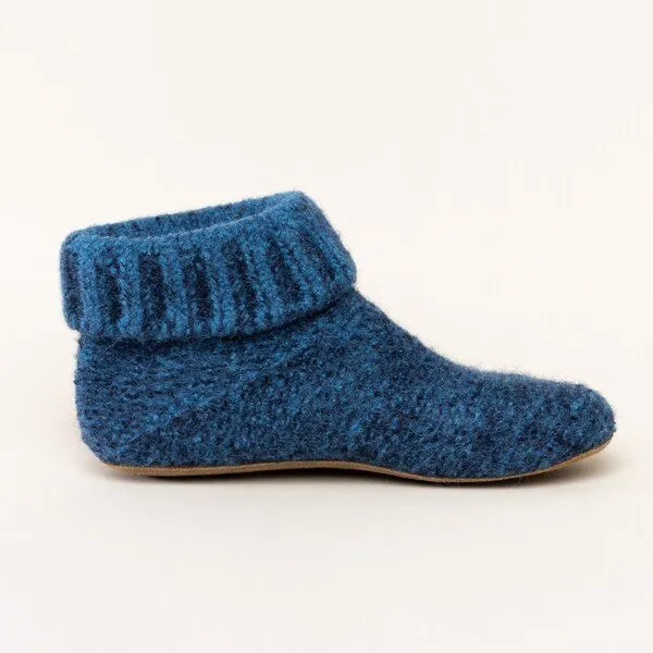 Gottstein Gottstein Hüttenschuh Knit Boot aus 100% Schurwolle - Filz-Hausschuh made in Tirol, Blau, – Produktbild 7 von 8