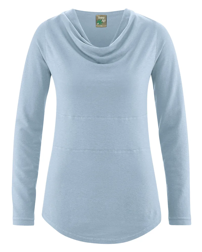 HempAge Hempage Damen vegan Top Mit Langen Ärmeln Clearsky Blau, Blau, – Produktbild 1 von 2