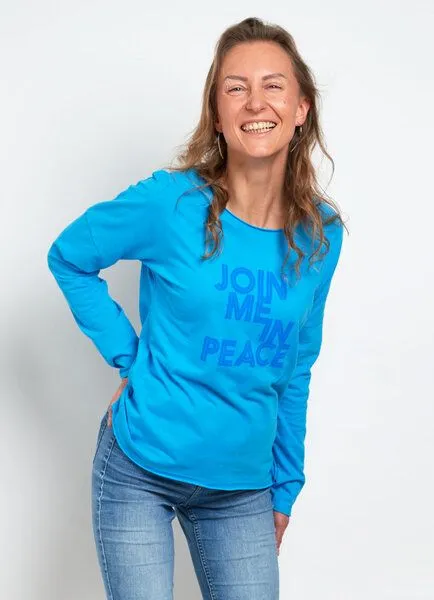 SPARKLES OF LIGHT SPARKLES OF LIGHT Yoga Shirt | JOIN ME IN PEACE, Blau, – Produktbild 1 von 2