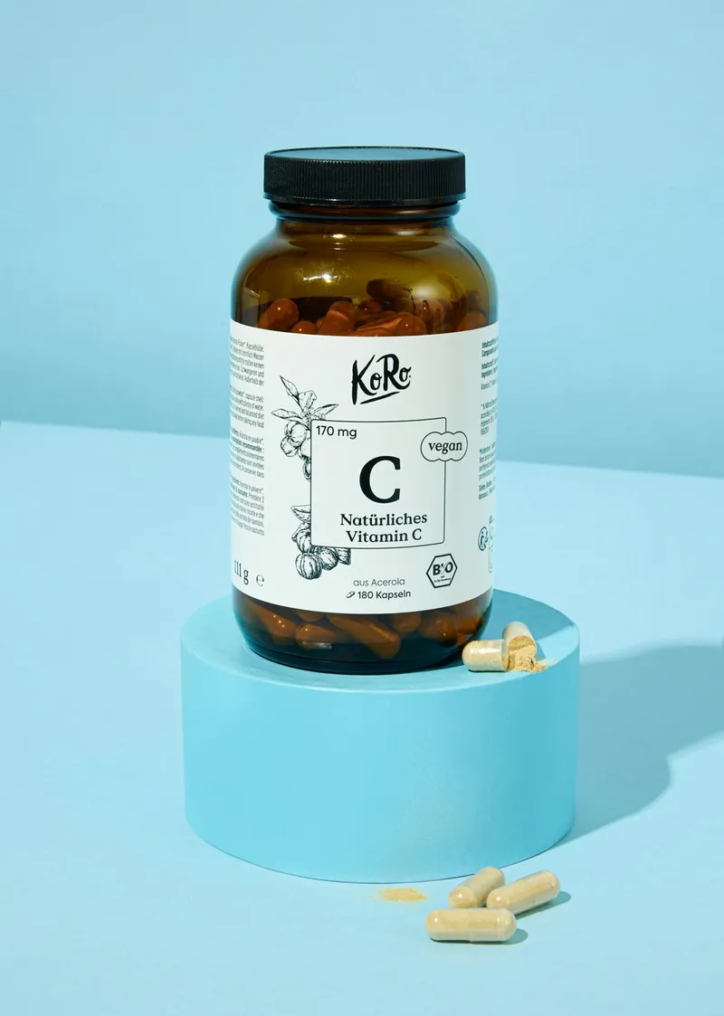 KoRo Natürliches Vitamin C aus Bio-Acerola Kapseln 180 Stück – Produktbild 1 von 5