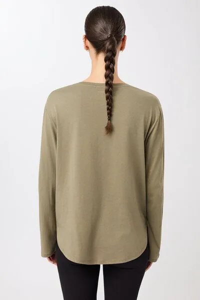 mandala mandala Halfmoon Longsleeve, Khaki (grün), – Produktbild 3 von 4