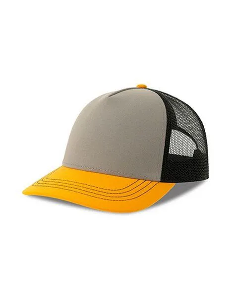 Atlantis Headwear Atlantis Headwear Freizeit-Truckercap aus recyceltem Polyester-Segeltuch, Grau/gelb, – Produktbild 1 von 2