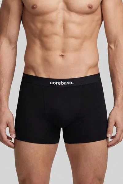COREBASE COREBASE Herren Boxershorts Trunks – 3er Pack aus Bio-Baumwolle, Schwarz, – Produktbild 1 von 2