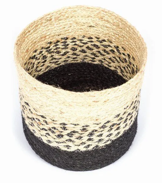 El Puente El Puente Korb | Fair Trade & Handmade aus Bangladesch, Natur,schwarz, – Produktbild 2 von 2