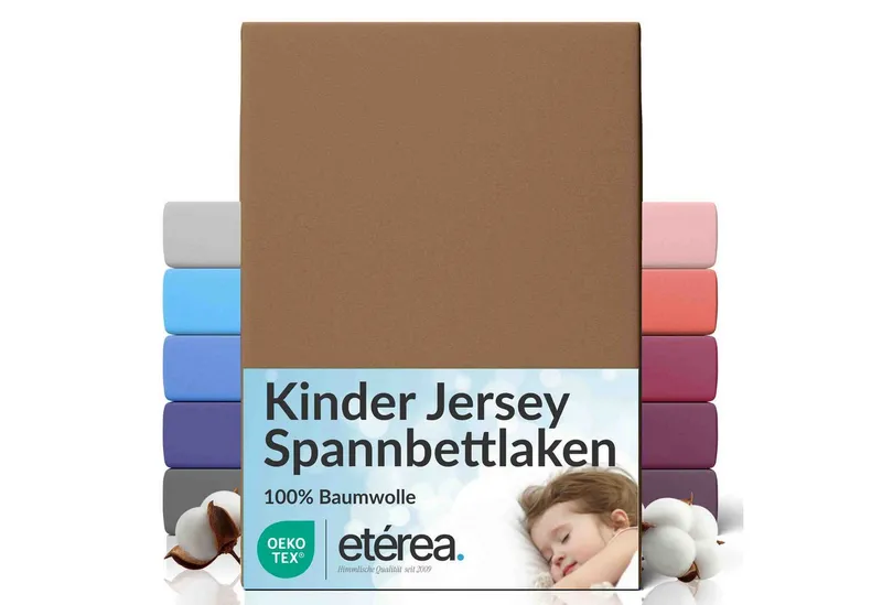 etérea Himmlische Qualität Spannbettlaken etérea Comfort Jersey Spannbettlaken, Jersey, Gummizug: rundum, (1 Stück), Braun, – Produktbild 1 von 6
