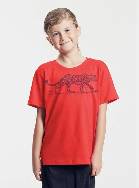 Peaces.bio - handbedruckte Biomode Peaces.bio - handbedruckte Biomode Bio-Kinder T-Shirt Leopard, Rot, – Produktbild 3 von 3