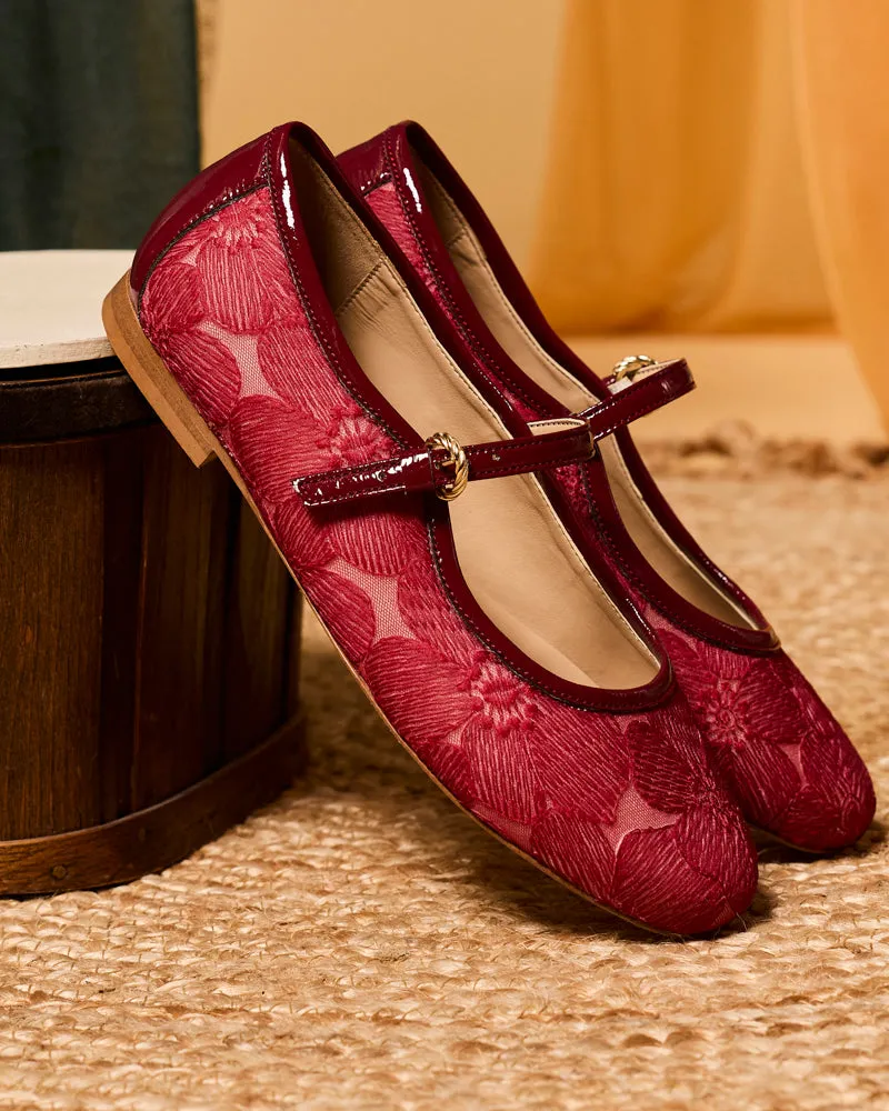 Minuit Sur Terre Minuit Sur Terre Damen vegan Ballerinas Clara Ruby Red, Rot, – Produktbild 1 von 2