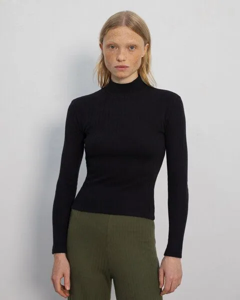 Rotholz Rotholz Schweres Mockneck Longsleeve aus Bio Baumwolle, Schwarz, – Produktbild 1 von 4
