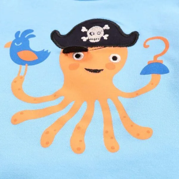 Fred's World by Green Cotton Fred's World by Green Cotton Kurzam - T-Shirt Krake, Hellblau, – Produktbild 2 von 2