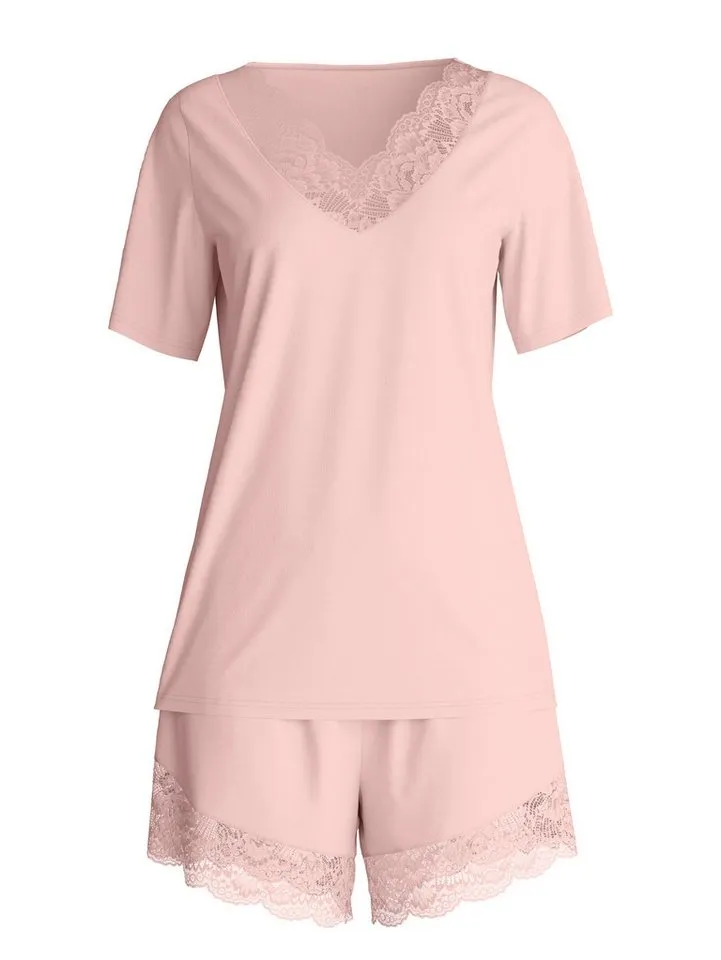 CALIDA CALIDA Shorty Elegant Dreams (2 tlg) feminine Details-Spitze, seidig-weicher Griff, Kurzarm, Rosa, – Produktbild 2 von 5