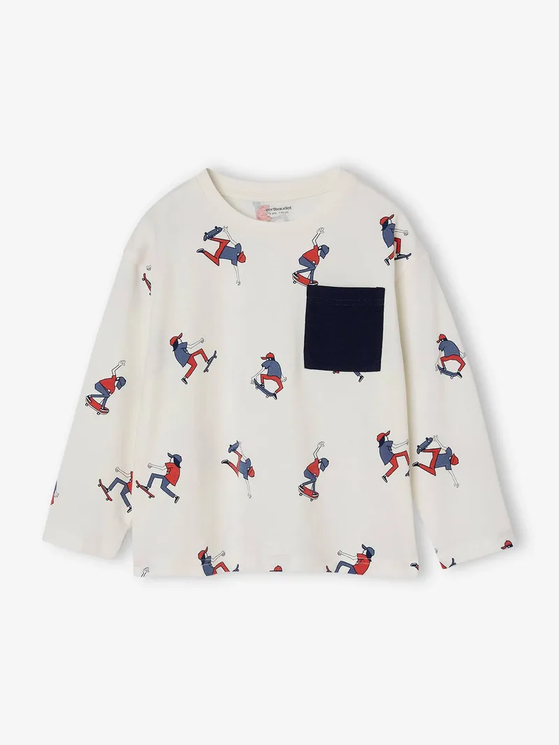 Vertbaudet Jungen Shirt Skater, Weiß bedruckt, – Produktbild 4 von 4