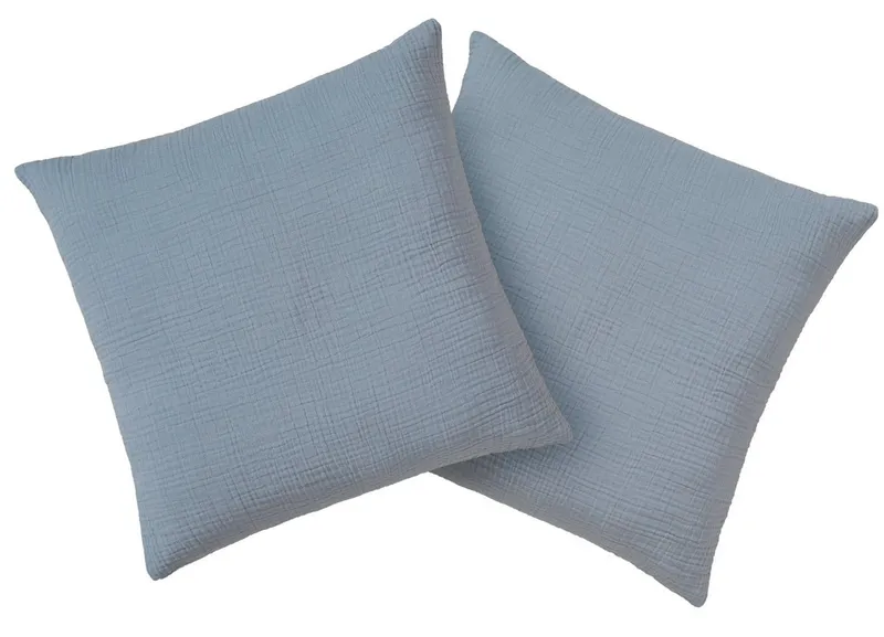 OTTO home Kissenbezug Bailee, 2er-Set, Kuschelige Musselin Qualität, Uni-Style, (2 Stück), 50x50 cm, Hotelverschluß, 100% atmungsaktive Buamwolle, Blau, – Produktbild 2 von 3