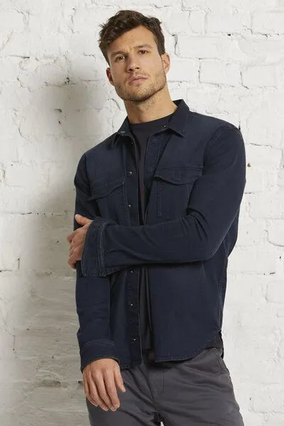 Wunderwerk Wunderwerk Herren Shirt Jacke aus Bio-Baumwolle "Heavy duty denim shirt overdye", Dunkelblau (blue with grey 63), – Produktbild 2 von 3