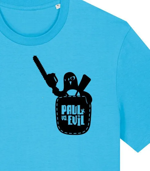 päfjes päfjes Pinguin Paul vs. Evil - Fair Wear Männer Bio T-Shirt, Blau (azur), – Produktbild 1 von 4