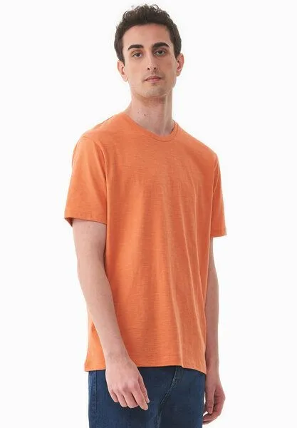 ORGANICATION ORGANICATION Basic T-Shirt aus Bio-Baumwolle, Dusty orange, – Produktbild 4 von 4