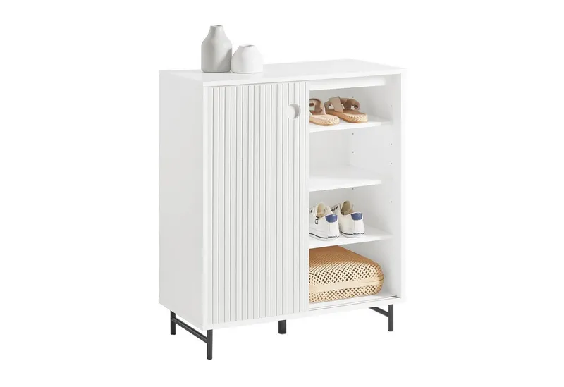 SoBuy Schiebetürenschrank FSB62, Flurschrank Kommode Aufbewahrungsschrank, verstellbare Ablagen Schuhschrank Küchenschrank Sideboard mit Schiebetüren Beistellschrank, Weiß, – Produktbild 1 von 5