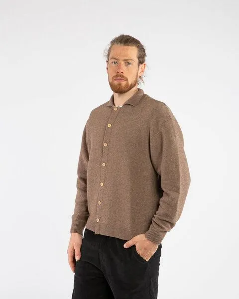 MATONA Matona Gestricktes Hemd für Männer aus Bio-Baumwolle und Lammwolle / Knit Shirt, Sepia, – Produktbild 4 von 4