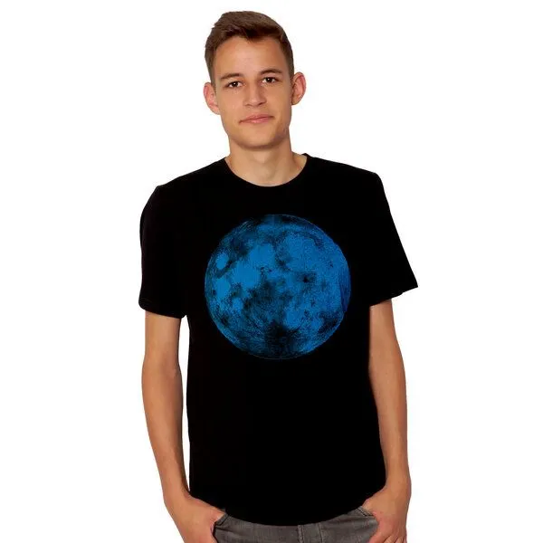HANDGEDRUCKT HANDGEDRUCKT RESTPOSTEN "Supermond" Männer-T-Shirt, Black, – Produktbild 1 von 3