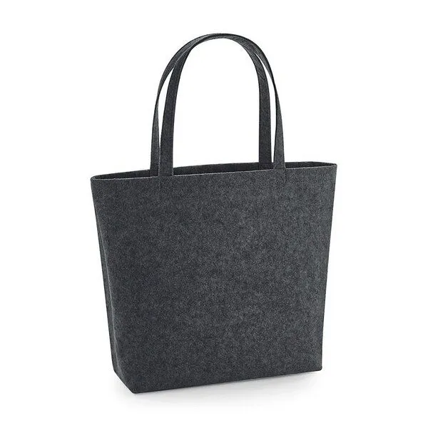 BagBase BagBase Filz Shopper Umhängetasche aus recyceltem Polyester, Charcoal melange, – Produktbild 1 von 4