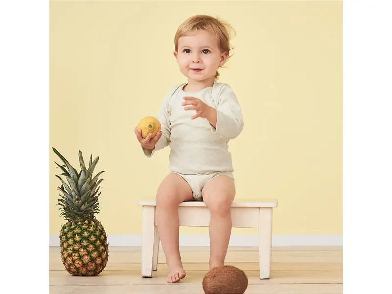 Living Crafts Living Crafts Baby Body Langarm Bio-Baumwolle beige-melange Gr. 86/92, Natur, braun, – Produktbild 2 von 2