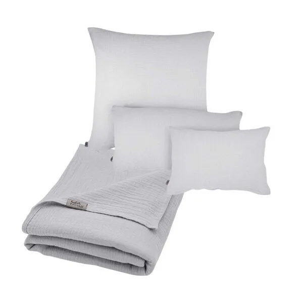 Hutch&Putch Hutch&Putch Musselin-Sommerbundle für warme Nächte (Sommerdecke 200x135 + Kopfkissenbezug nach Wahl) aus 100% Bio-Baumwolle - Handmade in Germany, Light grey, – Produktbild 1 von 3