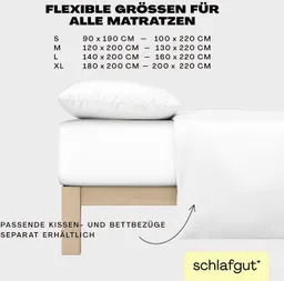 Schlafgut Schlafgut Spannbettlaken EASY JERSEY ELASTHAN Bettlaken, 170 g/m², 95% Baumwolle, 5% Elasthan, Jersey-Elasthan, Gummizug: rundum, (1 Stück), Spannbettlaken bis 30 cm Höhe, bügelfrei, pflegeleicht, perfekter Sitz – Produktbild 1 von 1