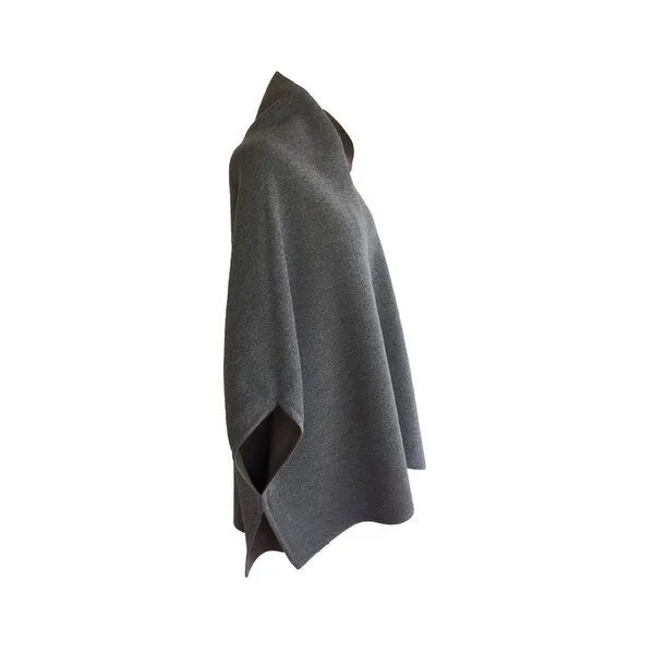 austriandesign.at austriandesign.at MantelCape reversibel aus extrafeiner Merinowolle, Natur/graublau, – Produktbild 4 von 4