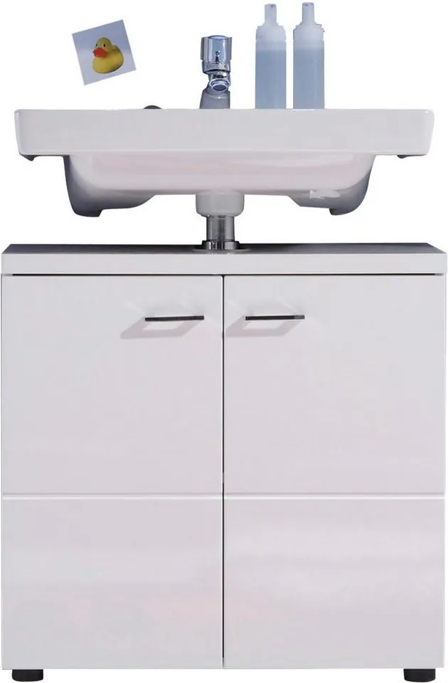trendteam Waschbeckenunterschrank Nightlife Waschbeckenunterschrank mit 2 Türen - (B/T/H) 65/35/63 cm, Weiß, – Produktbild 3 von 3