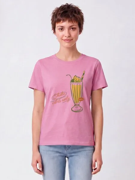 watapparel watapparel T-Shirt Frauen Shake vibes only, Bubble pink, – Produktbild 2 von 2
