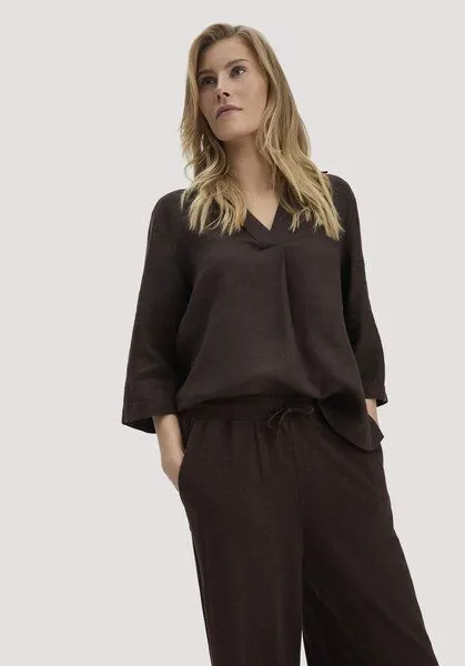 hessnatur hessnatur Jersey Hose Wide Leg Relaxed aus reiner Bio-Baumwolle mit Leinen, Kakao braun, – Produktbild 2 von 3