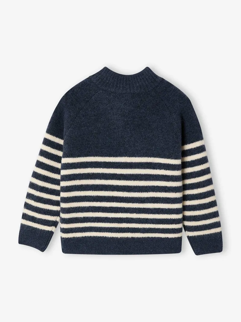 Vertbaudet Pullover mit Zier-Knopfleiste Mädchen 42% Recycling-Polyester GRS-zertifiziert, Marine, – Produktbild 2 von 3