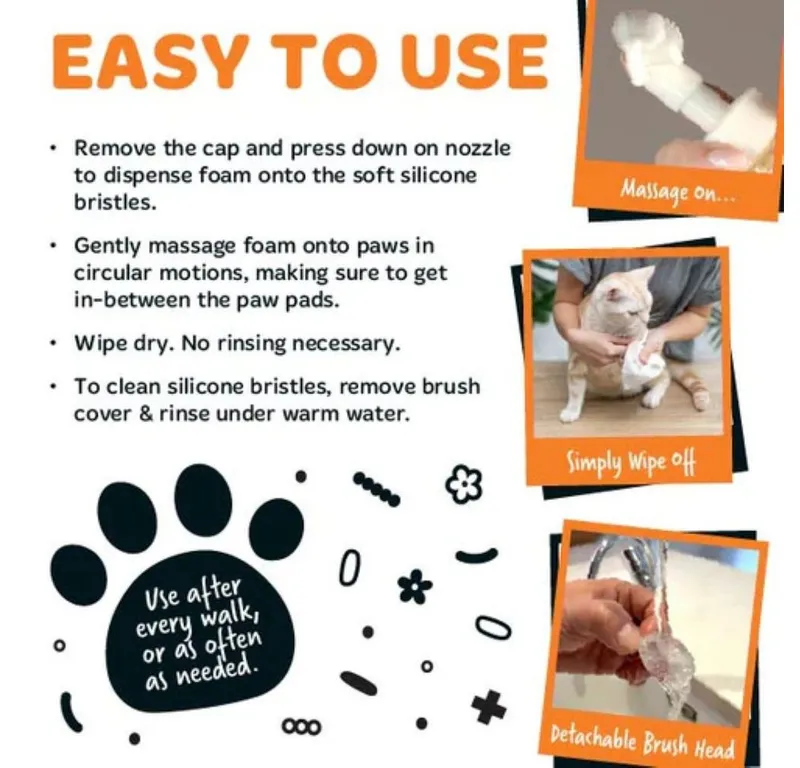 Bugalugs Bugalugs Pfotenpflege Bugalugs Pfotenreiniger für Katzen 200 ml – No-Rinse Reinigungsschaum, 200 ml, (1-St), ph neutral, Pfotenpflege, Vegan, für unterwegs, Weiß, – Produktbild 5 von 5