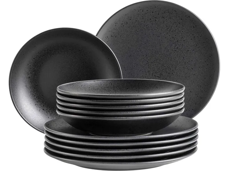 Mäser Mäser Teller Set 12-tlg. "Essential" Steinzeug, schwarz – Produktbild 1 von 1