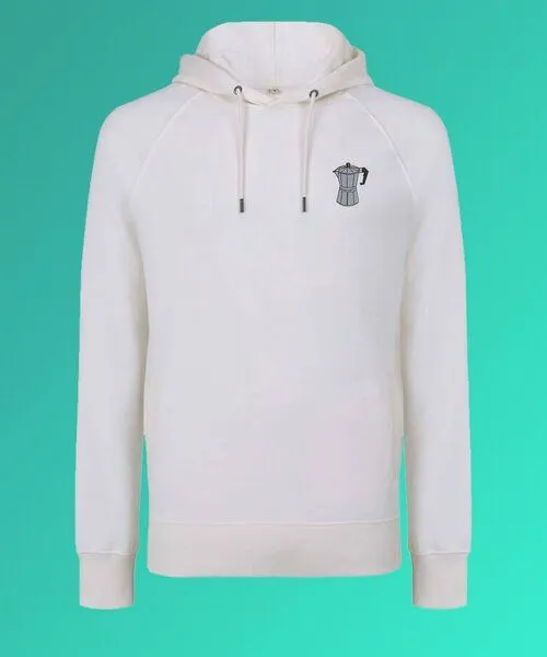 Coffee Fashion Coffee Fashion Espressokocher Bestickter Bio Baumwoll Hoodie, Schwarz, – Produktbild 4 von 4