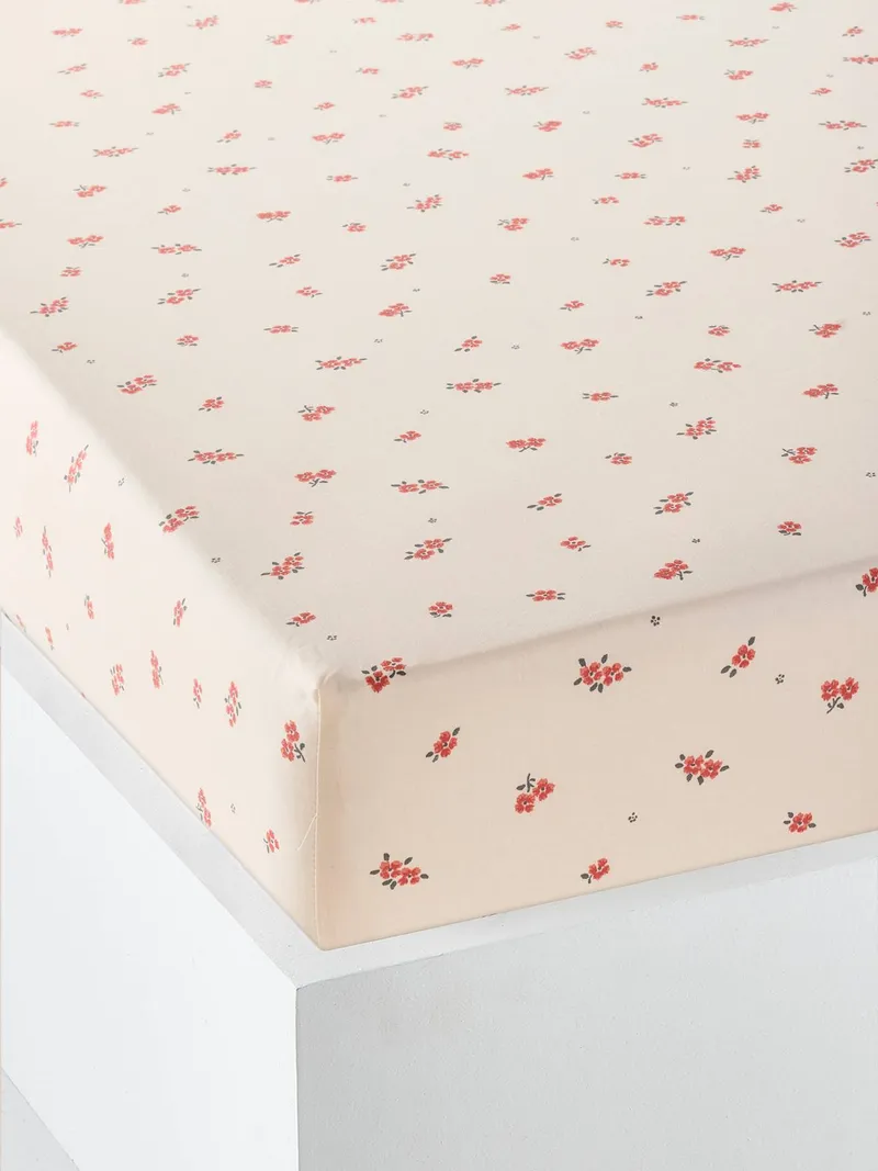 Vertbaudet Kinder Spannbettlaken HIPPIE, Beige bedruckt, – Produktbild 1 von 1